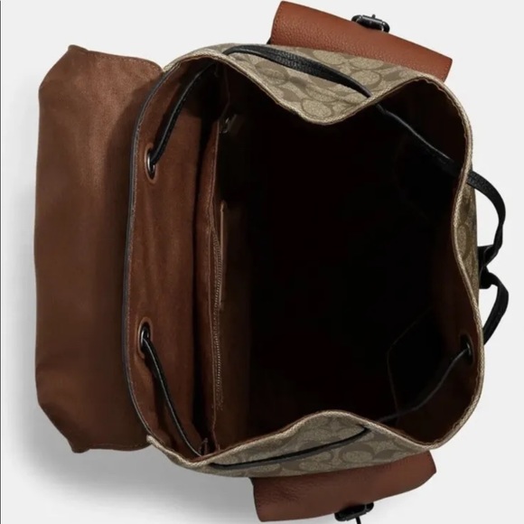 NWT Coach Hudson Backpack In Colorblock Signature Canvas Khaki Terracott… - Picture 12 of 13